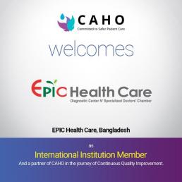 Epic Health Care got the "International Institution Members" from "CAHO- Consortium of Accredited Health Care Organization"